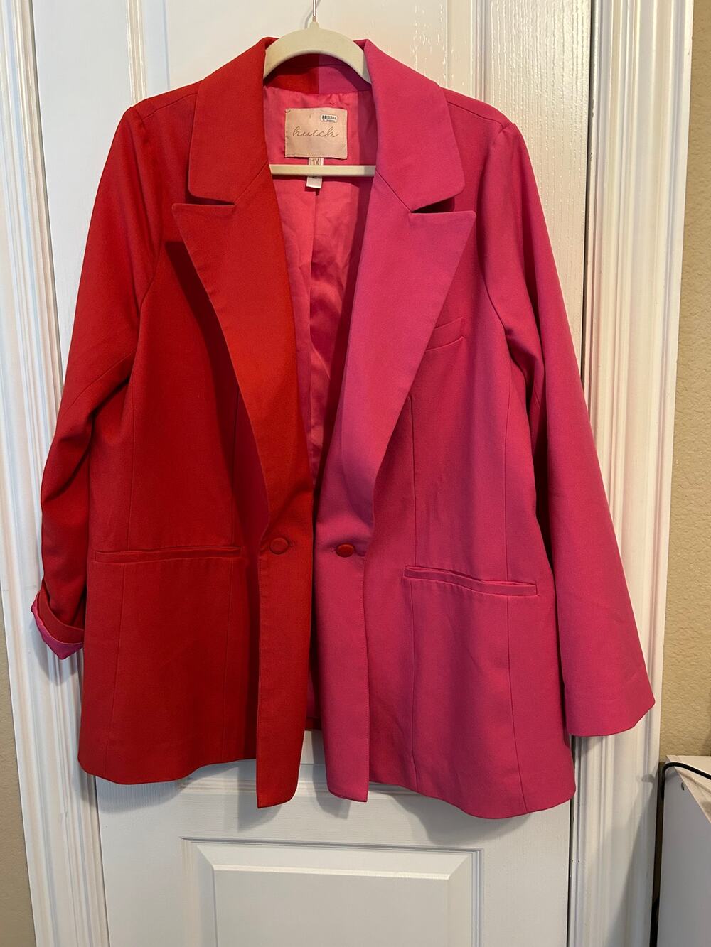 Hutch Valentine Red and Pink ColorBlock Blazer 1X
